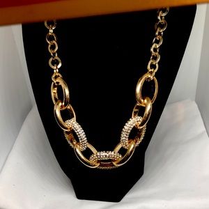 Chunky statement chain gold with pave rhinestone necklace from Talbots